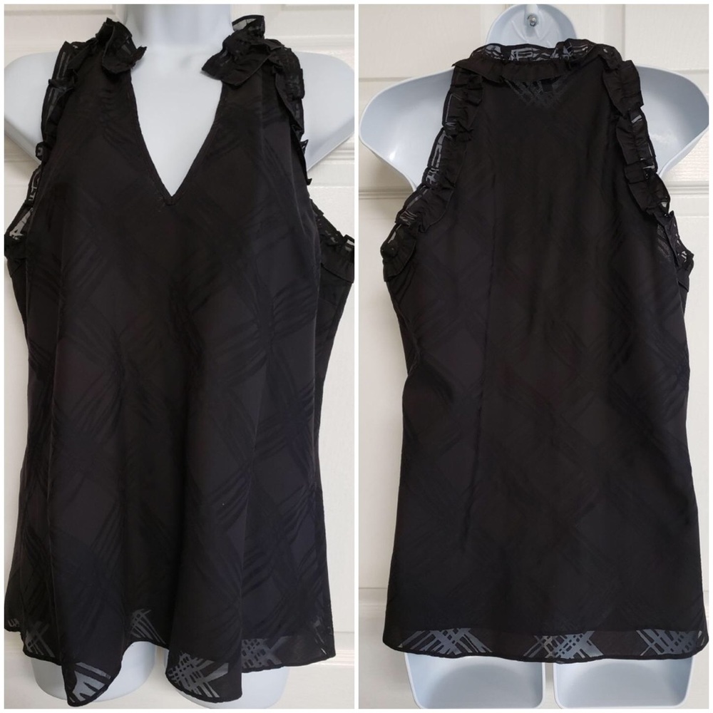 Express sleeves ruffled vneck